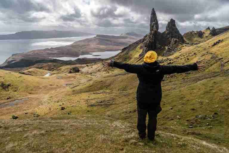 Enjoy a breathtaking view of the rugged landscape at Old Man of Storr, Isle of Skye.